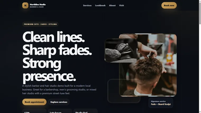 Example barber website design