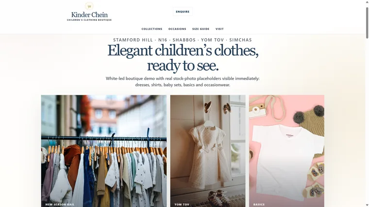 Example childrenswear website design